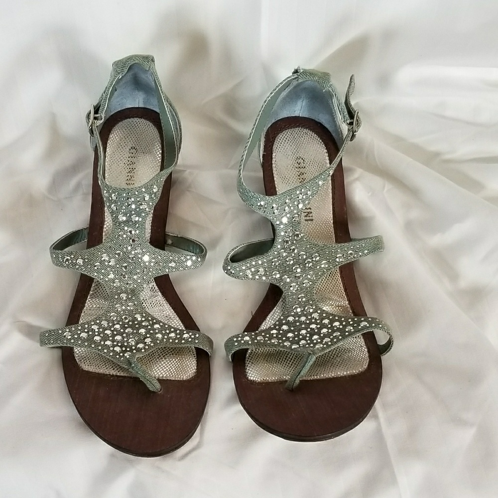 Gianni Bini Denim Crystal Gladiator Sandals